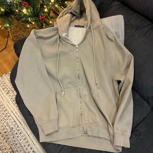Brandy Melville tan  Zip-Up Hoodie
